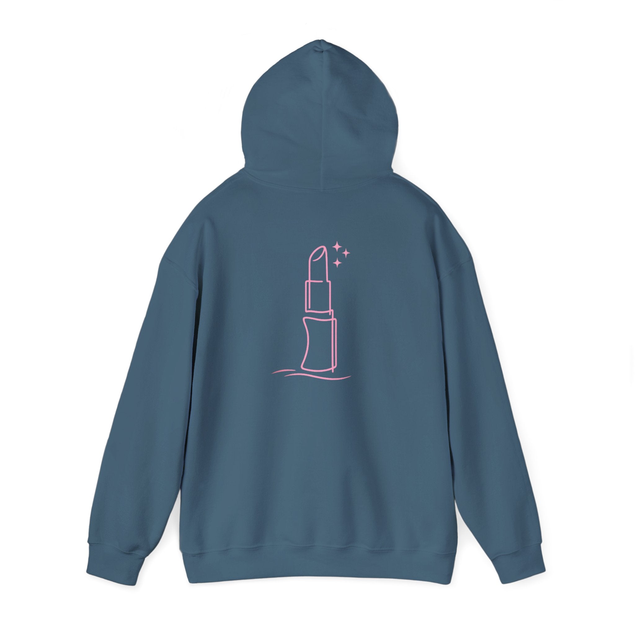Indigo Blue - Pink Lipstick Graphic Back - Hoodie