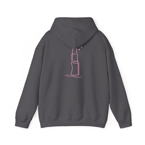 Charcoal - Pink Lipstick Graphic Back - Hoodie