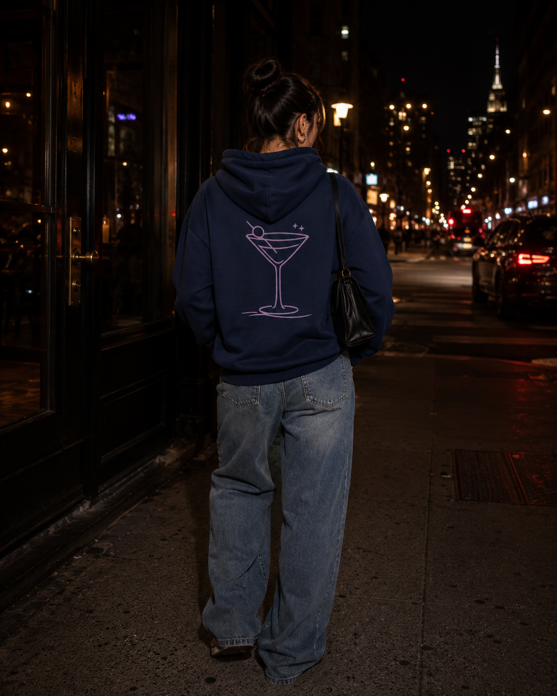 Navy - Pink Martini Cocktail - Hoodie