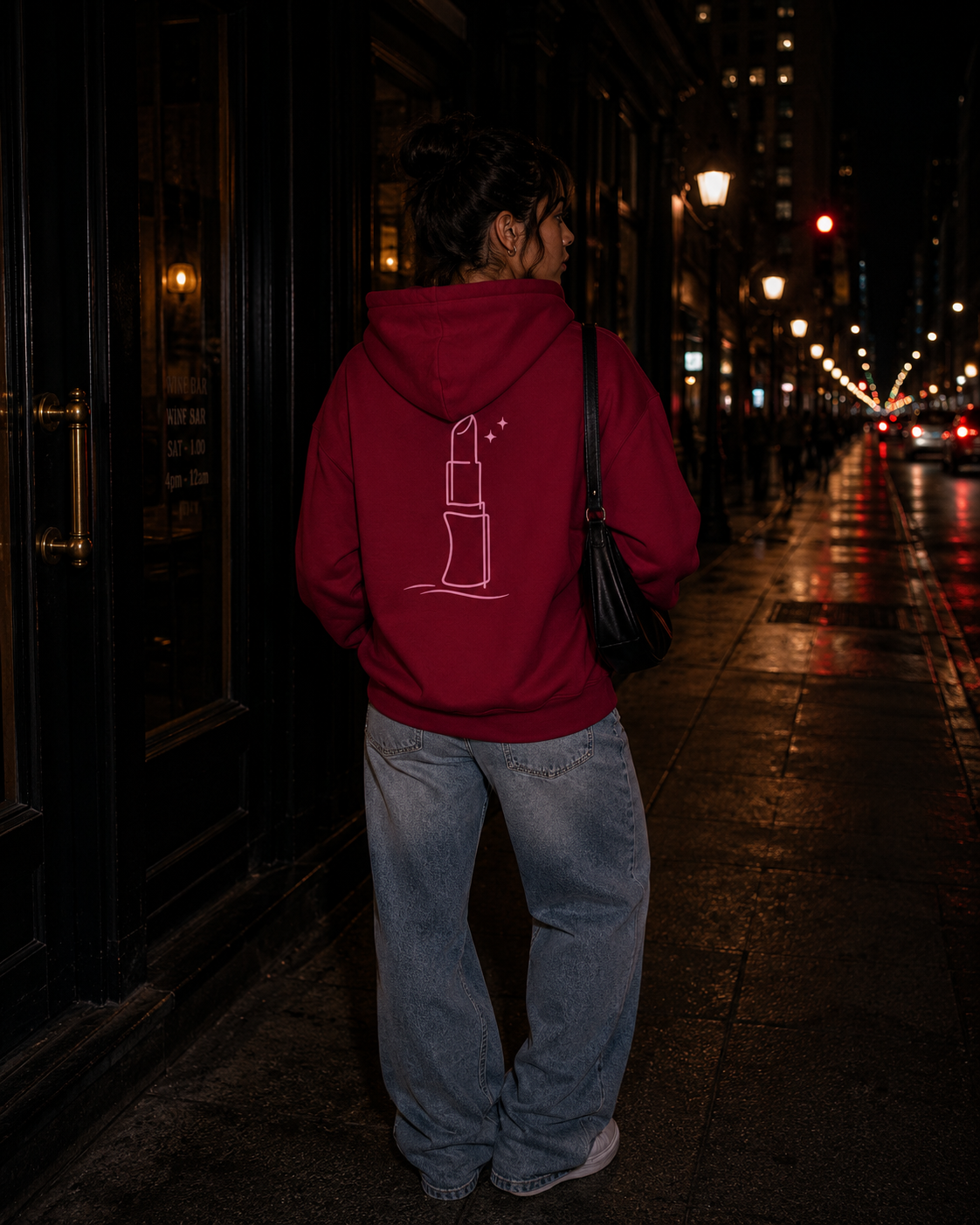 Cardinal Red - Pink Lipstick Graphic Back - Hoodie